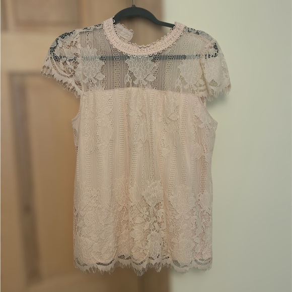 Ultra Pink White Embellished Lace Blouse - Picture 2 of 2